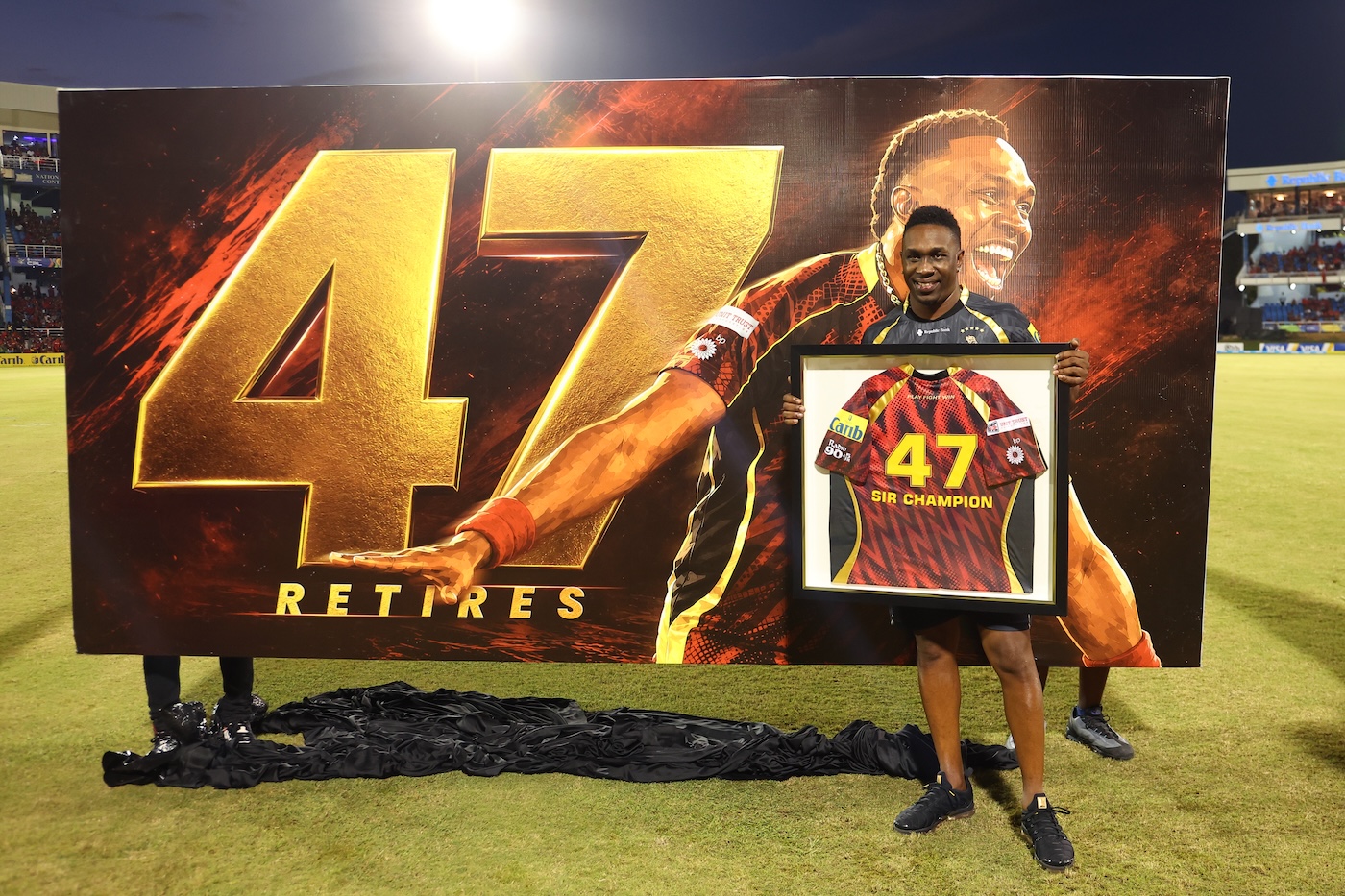 Trinbago Knight Riders retire Dwayne Bravo's No. 47 jersey