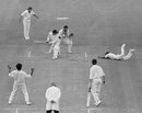 Eknath Solkar takes a brilliant catch to dismiss Alan Knott, England v India, The Oval, 1971