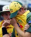 Brett Lee and Glenn McGrath look glum after the NatWest final ends in a tie, England v Australia, NatWest Series final, Lord's, July 2