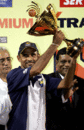 Marvan Atapattu holds aloft the Indian Oil Cup, India v Sri Lanka, Premadasa Stadium, August 9, 2005
