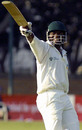 Blessing Mahwire celebrates his half-century on the final day at Bulawayo, Zimbabwe v New Zealand, 2nd Test,  Bulawayo, August 17, 2005