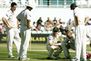 Tim Roberts is hit on the head by Shaun Tait, Northamptonshire v Australia, Northampton, August 21, 2005