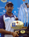 Marvan Atapattu poses with the trophy after blanking Bangladesh 3-0, Sri Lanka v Bangladesh, Colombo, September 4, 2005