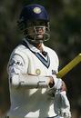 Sourav Ganguly trudges off, dismissed for 46, Zimbabwe Board XI v India, Mutare, September 10, 2005