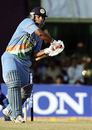 Suresh Raina hits out on his way to an unbeaten 39 that helped India to a series-winning victory, India v Sri Lanka, 4th ODI,  Pune