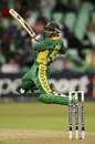 Aerobatics from Ashwell Prince as the rain arrives, South Africa v New Zealand, 4th ODI, Durban, November 4, 2005