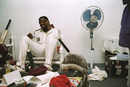 Brian Lara relaxes in the changing room after breaking Gary Sobers' world record, West Indies v England, April 20, 1994, St John's, Antigua