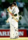 Jacques Rudolph and Mark Boucher celebrate a famous draw, Australia v South Africa, 1st Test, Perth, 4th day, December 20, 2005