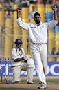 Harbhajan Singh celebrates after bowling out Muttiah Muralitharan, India v Sri Lanka, 3rd Test, Ahmedabad, Fifth day, December 22, 2005