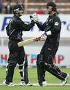 The winning moment: Nathan Astle and Chris Cairns celebrate victory, 2nd ODI, New Zealand v Sri Lanka, Christchurch, January 3, 2005