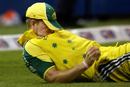 James Hopes is blinded by his cap after falling backwards to take the catch that dismissed Justin Kemp,  Australia v South Africa, VB Series, Melbourne, February 3 2006