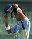 Mayank Tehlan takes a breather during his knock of 64, India U-19s v West Indies U-19s, Colombo, February 11, 2006