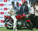 Andrew Flintoff was given a bike as his Man-of-the-Match award, India v England, 3rd Test, Mumbai, March 22, 2006