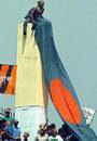 A Bangladesh fan drapes a massive flag to show his support, Bangladesh v Kenya, 3rd ODI, Fatullah, March 23, 2006