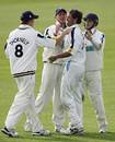 James Bruce is congratulated on the wicket of Mushtaq Ahmed, Hampshire v Sussex, Southampton, April 26, 2006