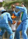 "Its mine, boss!" - Harbhajan Singh avoids a collision and safely pouches one, Jamaica v Indians, Montego Bay, May 16, 2006