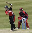 Richard Grant drives one-handed, Glamorgan v Somerset, C&G Trophy, Swansea, June 4, 2006