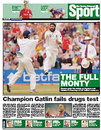 The front page of <I>The Sunday Telegraph</I> following England's win over Pakistan at Old Trafford, July 30, 2006