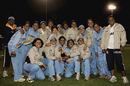 The Indians pose for pictures after their first-ever Twenty20 international against England at the County Ground, Derby, August 5, 2006