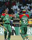 Abdur Razzak and Khaled Mashud celebrate a strike, Zimbabwe v Bangladesh, 5th ODI, Harare, August 6, 2006