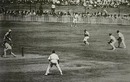 Jack Ikin 'catches' Don Bradman in one of the Ashes' most controversial moments. The umpire ruled Bradman not out, to the dismay of the fielders, Australia v England, 1st Test, Brisbane, November 29, 1946