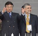 Pervez Musharraf and Nasim Ashraf catch the proceedings, Pakistan v West Indies, 3rd ODI, Lahore, December 10, 2006