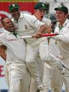 The victorious bunch can't contain their emotions at the end of the game, South Africa v India, 2nd Test, Durban, 5th day, December 30, 2006