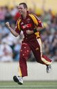 Nathan Rimmington celebrates one of his five victims, Queensland v Tasmania, KFC Twenty20 Big Bash, Toowoomba, January 1, 2007
