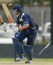 John Blain looks back as his stumps are scattered, Kenya v Scotland, World Cricket League, , February 4, 2007