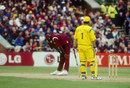 Curtly Ambrose and Steve Waugh face off...almost, Australia v West Indies, 28th match, World Cup, Old Trafford, May 30, 1999