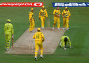 Inzamam-ul-Haq is run out by Damien Fleming, Australia v Pakistan, 16th match, World Cup, Leeds, May 23, 1999