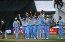 The Indians celebrate victory over Pakistan, 4th Super Six match: India v Pakistan, World Cup, Old Trafford, June 8, 1999