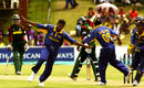 Chaminda Vaas celebrates his hat-trick off the first three balls of the match against Bangladesh, Sri Lanka v Bangladesh, 10th match, World Cup, Pietermaritzburg, February 14, 2003