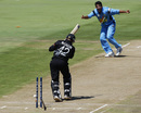 Zaheer Khan bowls Brendon McCullum, India v New Zealand, 7th Super Six match, Centurion, March 14, 2003