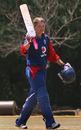 Sarah Taylor acknowledges the cheers after reaching three figures, Australia Women v England Women, Women's Quadrangular Series, 9th match, Chennai, March 1, 2007 