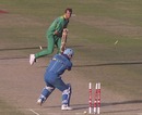 Craig Matthews bowls  Darren Gough, South Africa v England, Rawalpindi, February 25, 1996