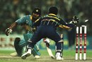 Romesh Kaluwitharana whips off the bails before Sachin Tendulkar makes his ground, India v Sri Lanka, World Cup semi-final, Kolkata, March 13, 1996