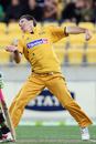 Brad Hogg in his delivery stride, New Zealand v Australia, Chappell-Hadlee Trophy, 1st match, Wellington, February 16, 2007