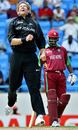 Jacob Oram jumps for joy at removing Chris Gayle, while Brian Lara watches on, West Indies v New Zealand, Super Eights, Antigua, March 29, 2007