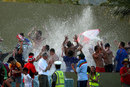 Fans splash in the pitchside pool, England v Sri Lanka, Super Eights, Antigua, April 4, 2007