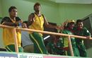 A few Bangladesh players celebrate the victory from the viewing area, Bangladesh vs South Africa, Super Eights, Guyana, April 7, 2007