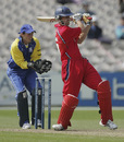 Simon Marshall rocks back and pulls, Lancashire v Warwickshire,  Old Trafford, April 29, 2007