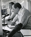 John Arlott -alongside Keith Miller-  during his final commentary stint on the last afternoon of the Centenary Match at Lord's, September 2, 1980