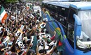 Bangladeshi cricket fans gather around the Indian team bus, Chittagong, May 15, 2007
