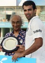 Zaheer Khan accepts the Man of the Match award after bowling India to victory in the second Test against Bangladesh, Bangladesh v India, 2nd Test, 3rd day, Mirpur, May 27, 2007