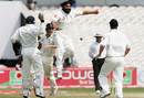 Monty's flying purpose - Panesar celebrates removing Corey Collymore to seal the series,  England v West Indies, 3rd Test, Old Trafford, June 11, 2007
