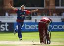 Stuart Broad bowls Denesh Ramdin for a duck, England v West Indies, 1st ODI, Lord's, July 1, 2007
