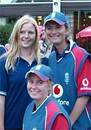 Holly Colvin and Charlotte Edwards with a fan, England Women v New Zealand Women, Twenty20 International, Bath, August 13, 2007