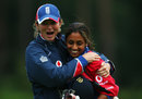 Charlotte Edwards hugs Isa Guha after England's victory, England Women v New Zealand Women, 6th ODI, Shenley, August 30, 2007 
