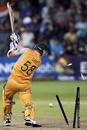 Brett Lee is cleaned up by Joginder Sharma,  Australia v India, 2nd semi-final, ICC World Twenty20, Durban, September 22, 2007